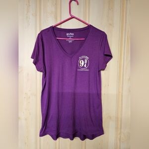 Harry Potter Platform 9 & 3/4 Purple Short Sleeve T-Shirt - Size XL